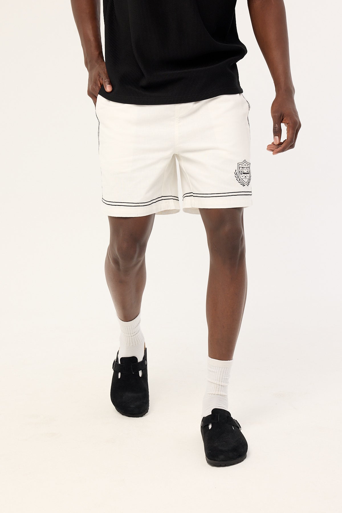 Common Need Token Elastic Waist Short White