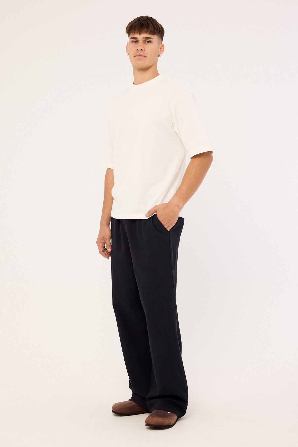 Common Need Sorrento Baggy Linen Pant Black