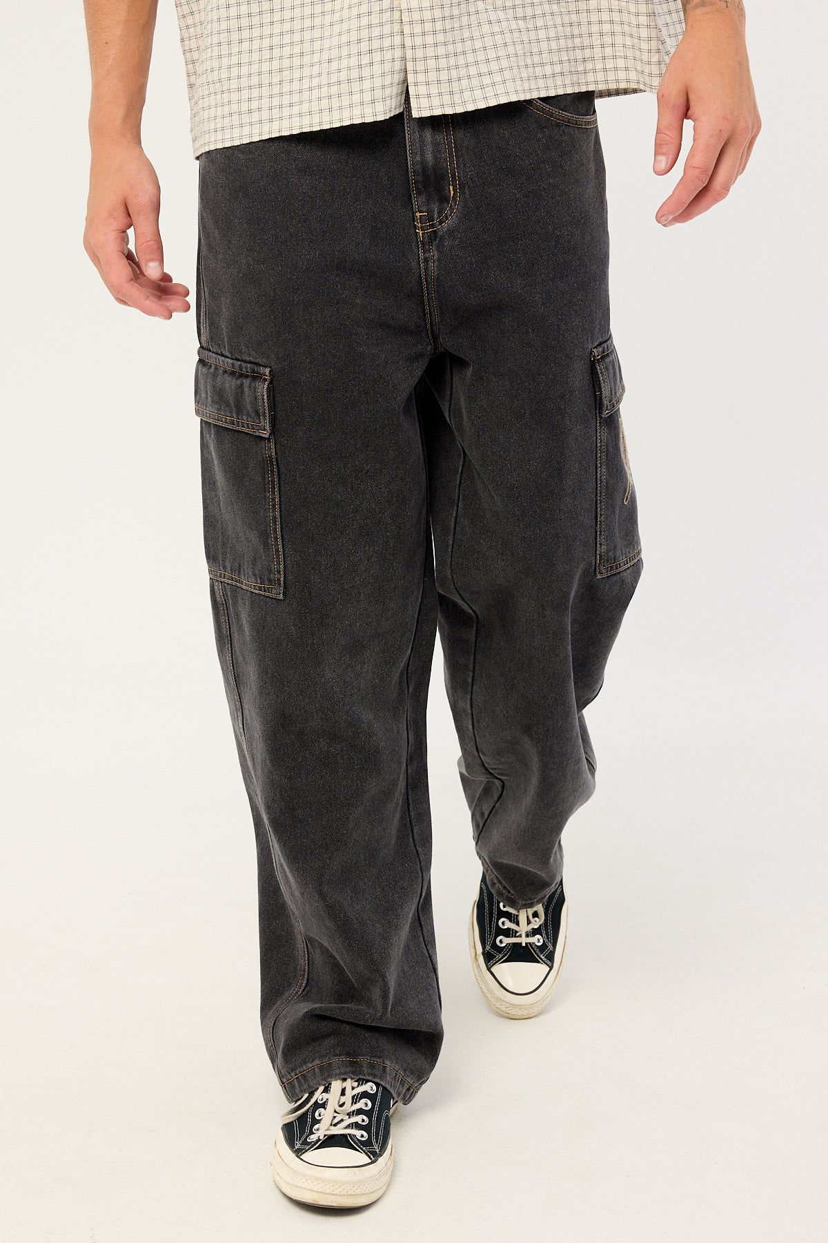 Xlarge Baggy Cargo Bull Denim 91 Pant Washed Black