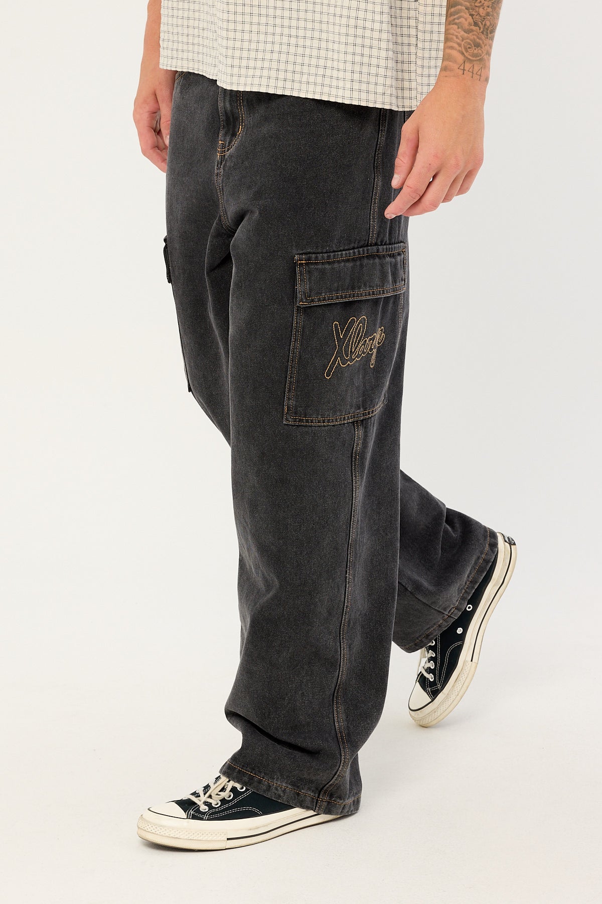 Xlarge Baggy Cargo Bull Denim 91 Pant Washed Black