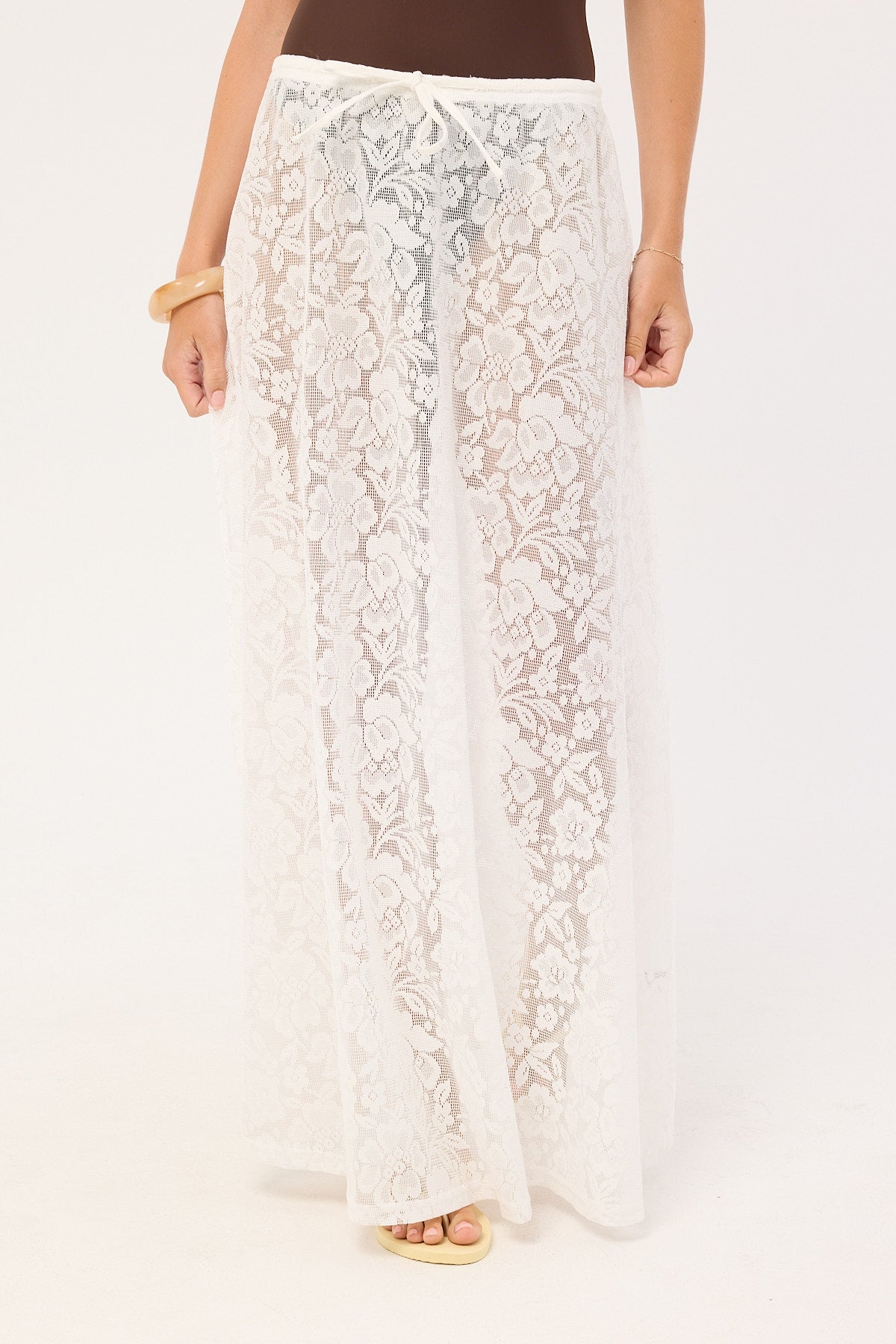 Luck & Trouble Yuri Lace Maxi Skirt White