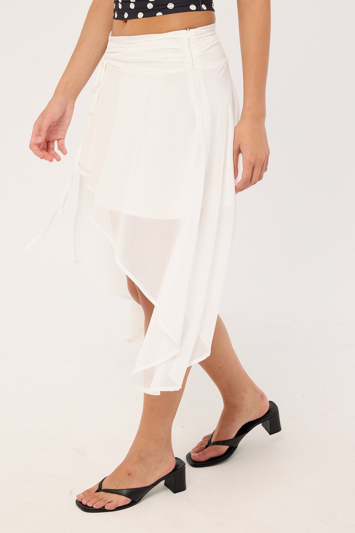 Luck & Trouble Milena Asymmetrical Midi Skirt White