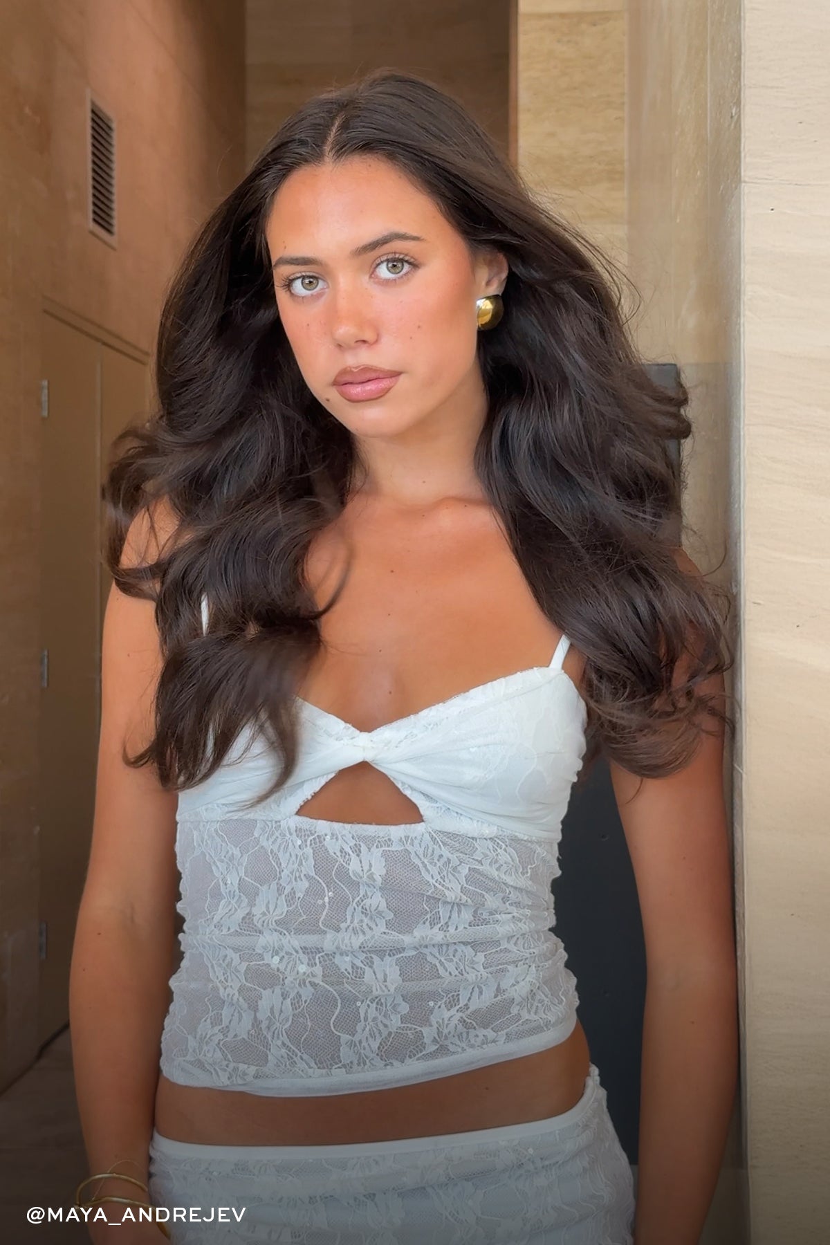 Luck & Trouble Celina Sequin Lace Cami Top White