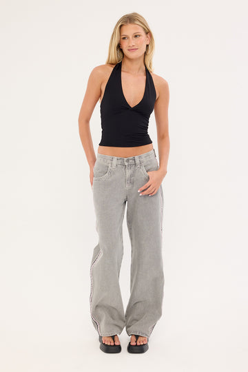 Rusty Flip Mommy Low Rise Wide Leg Jean London Summer/Baby Pink Denim