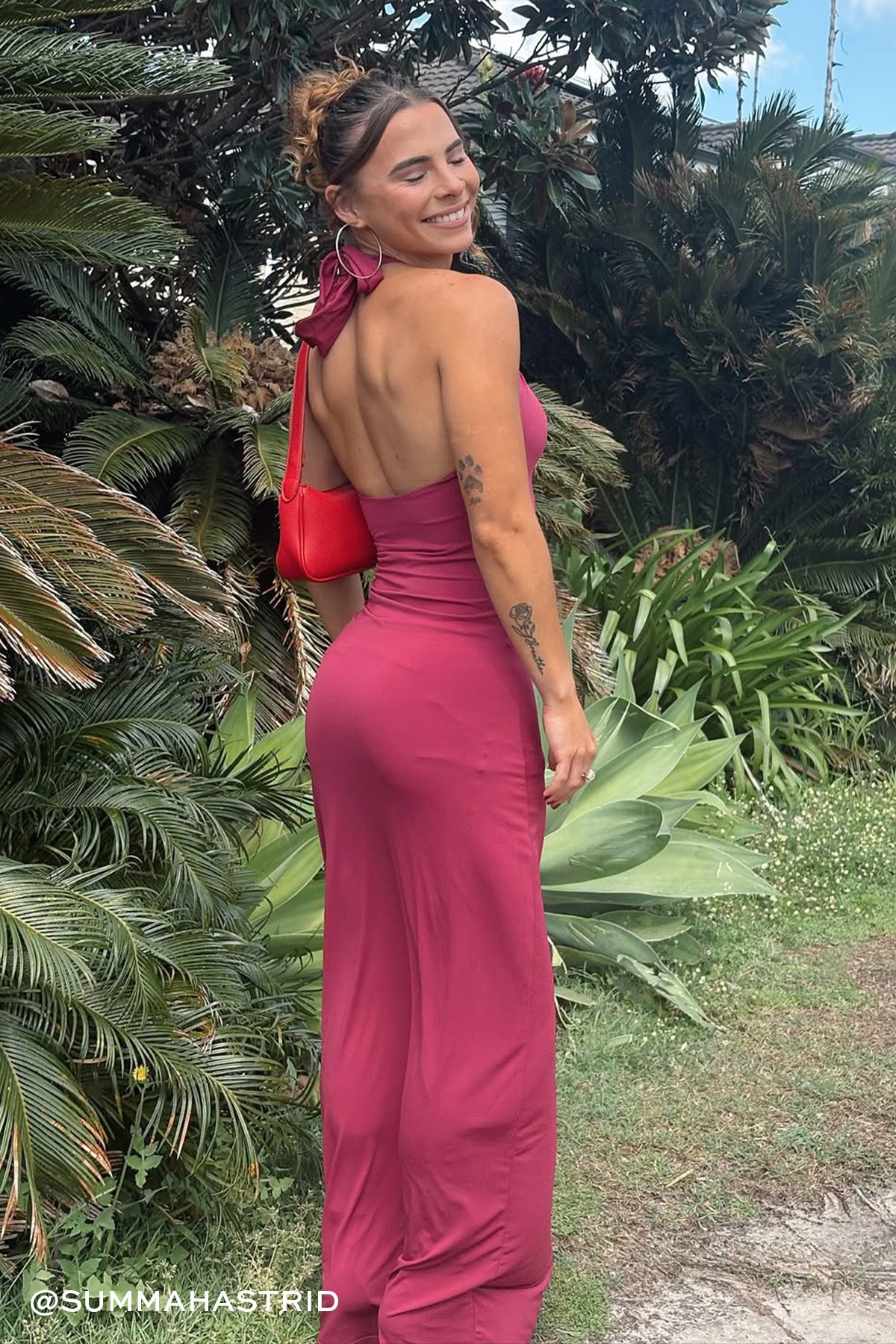 Perfect Stranger Isla Halter Twist Maxi Dress Burgundy