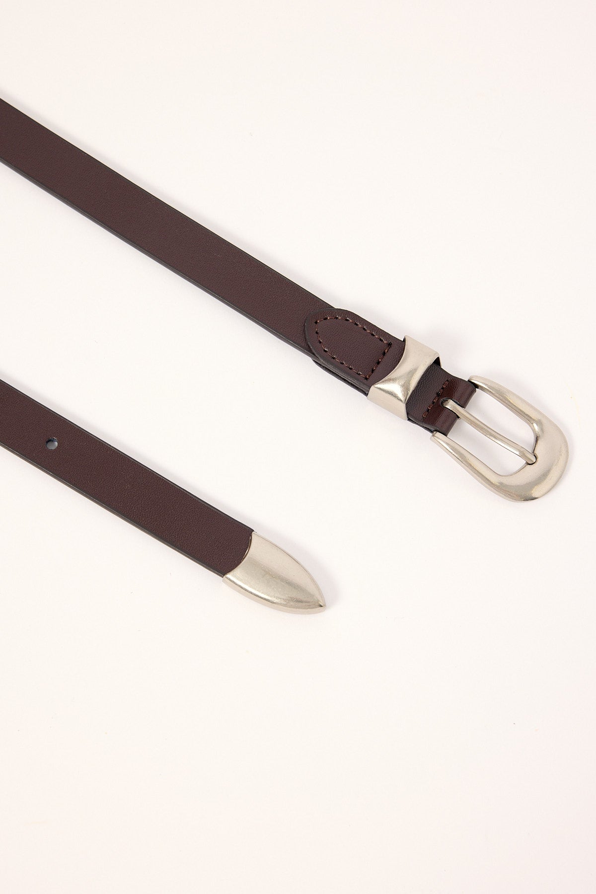 Common Need Slim Western Leather Belt Brown