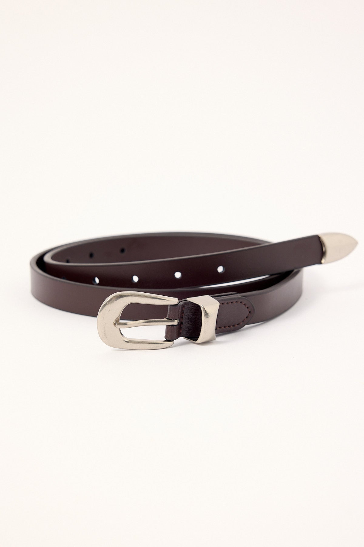 Common Need Slim Western Leather Belt Brown