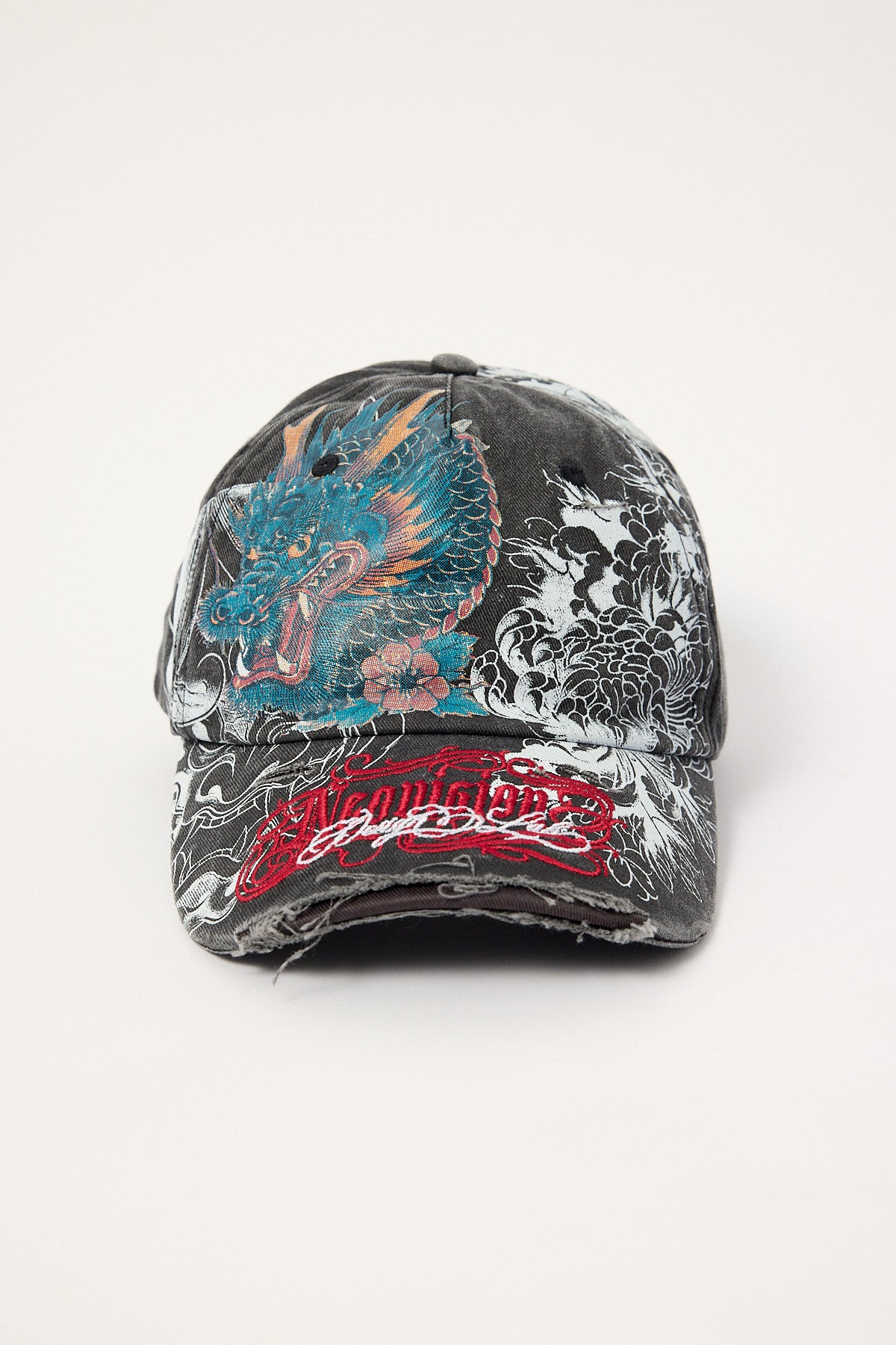 Neovision Yokai Distressed Dad Cap Washed Black