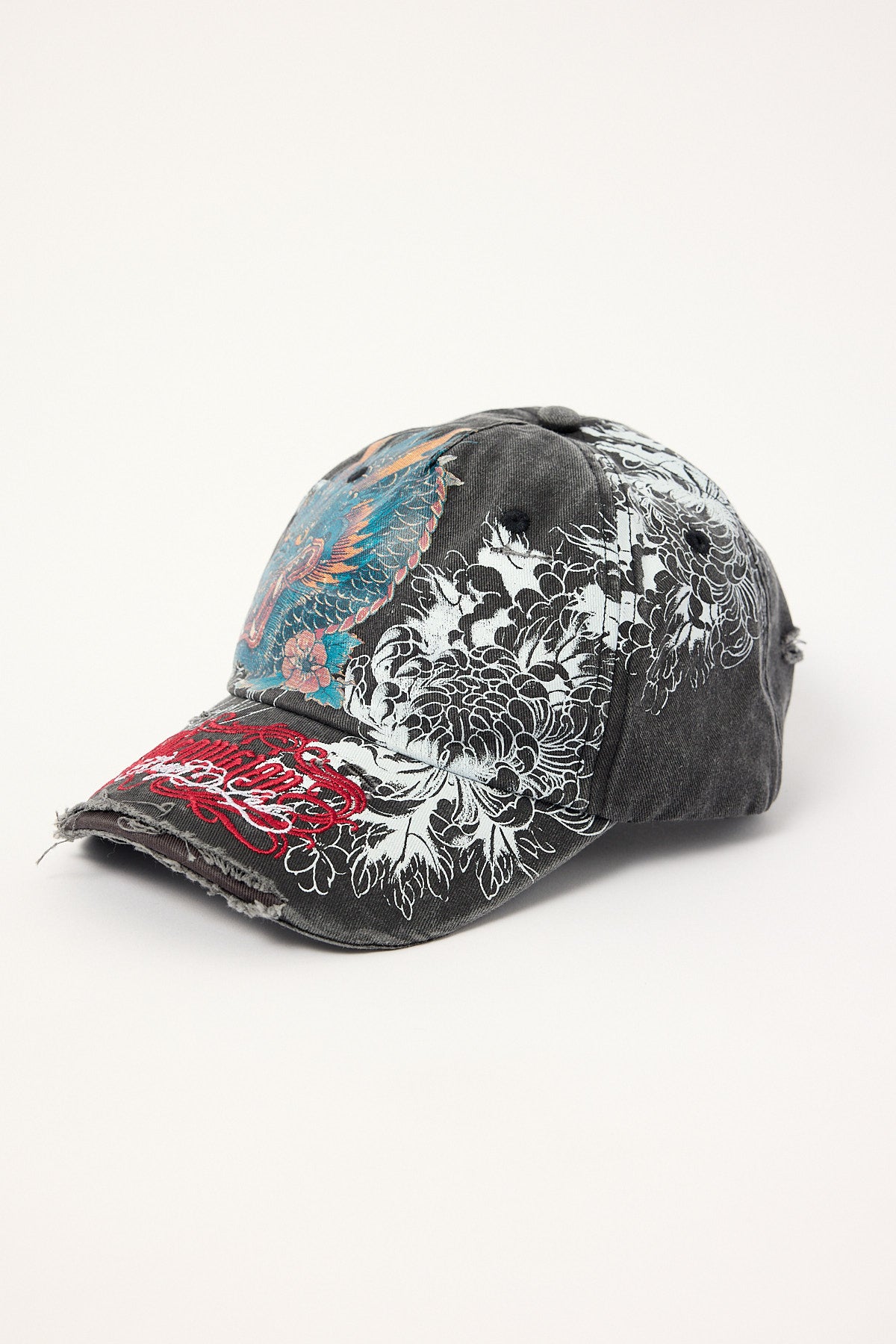 Neovision Yokai Distressed Dad Cap Washed Black