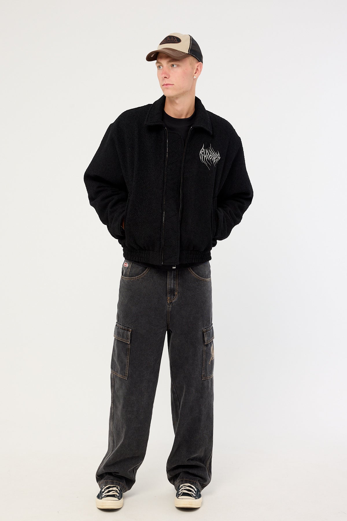 Front Runner Boucle Bomber Jacket Black
