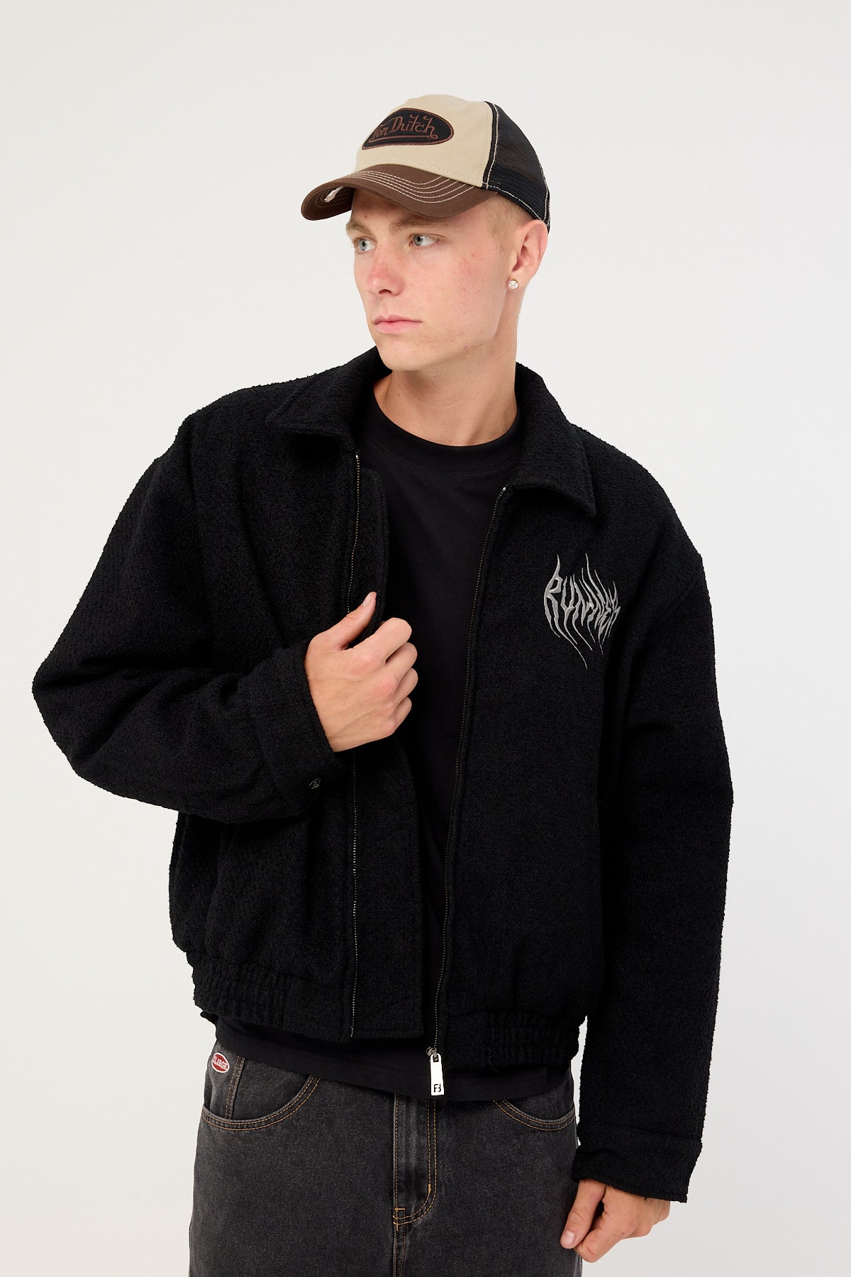 Front Runner Boucle Bomber Jacket Black