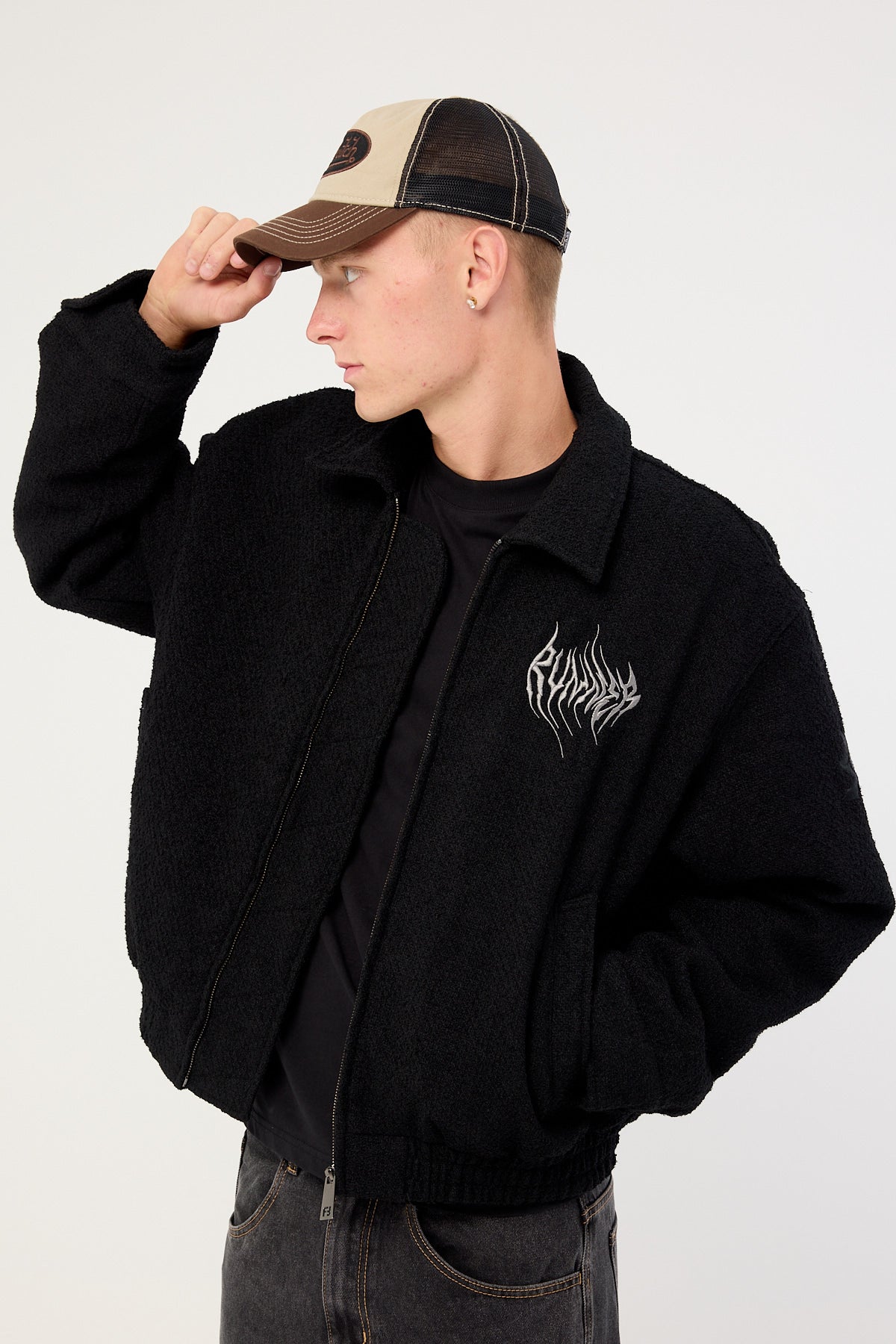 Front Runner Boucle Bomber Jacket Black