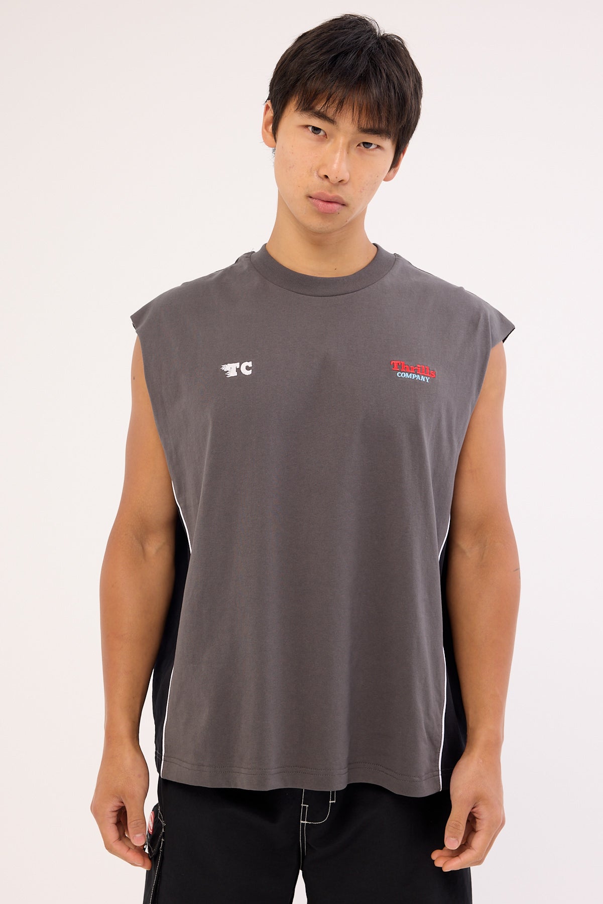 Thrills Beginning Anarchy Box Fit Oversize Cropped Muscle Tee Merch Black