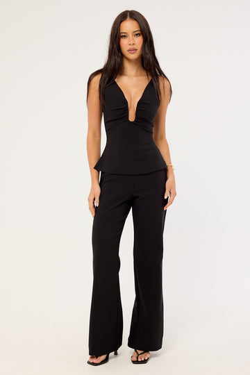 Perfect Stranger Alba Mid Rise Flare Pant Black