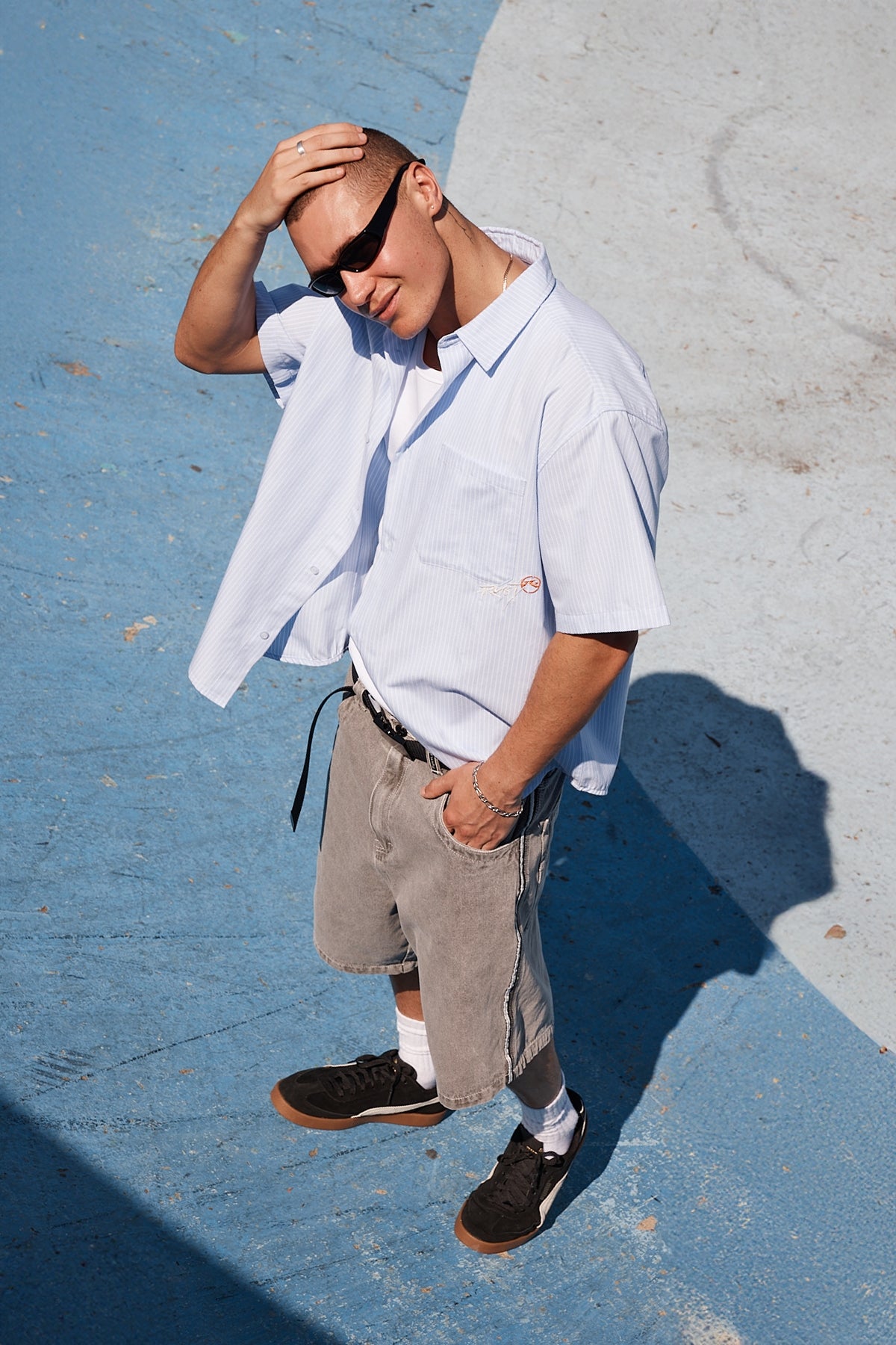 Rusty Hoodus Pinstripe Shirt Sky Blue