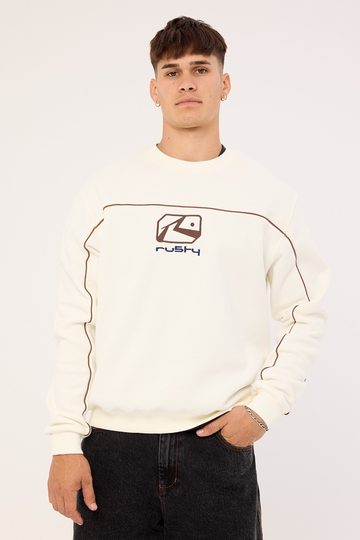 Rusty Bolter Crew Fleece Cream