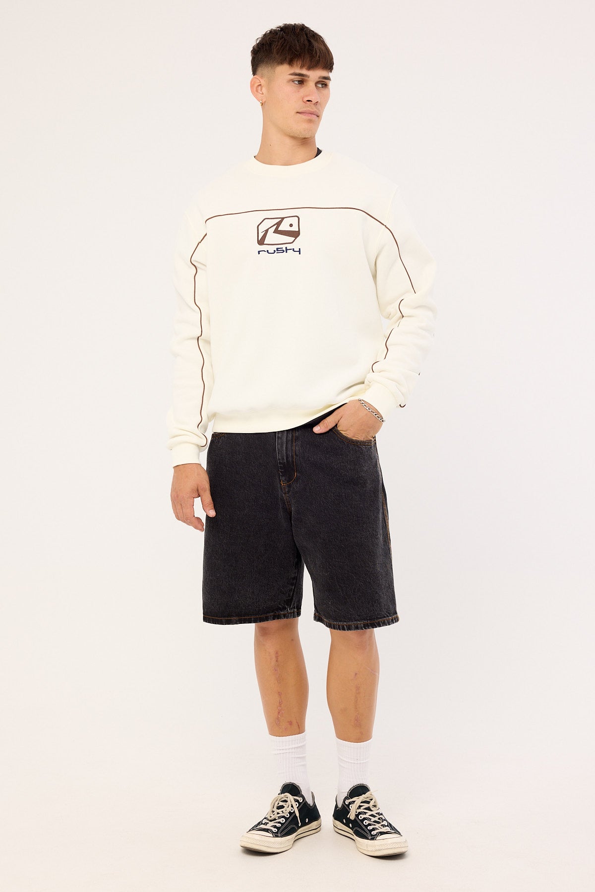 Rusty Bolter Crew Fleece Cream