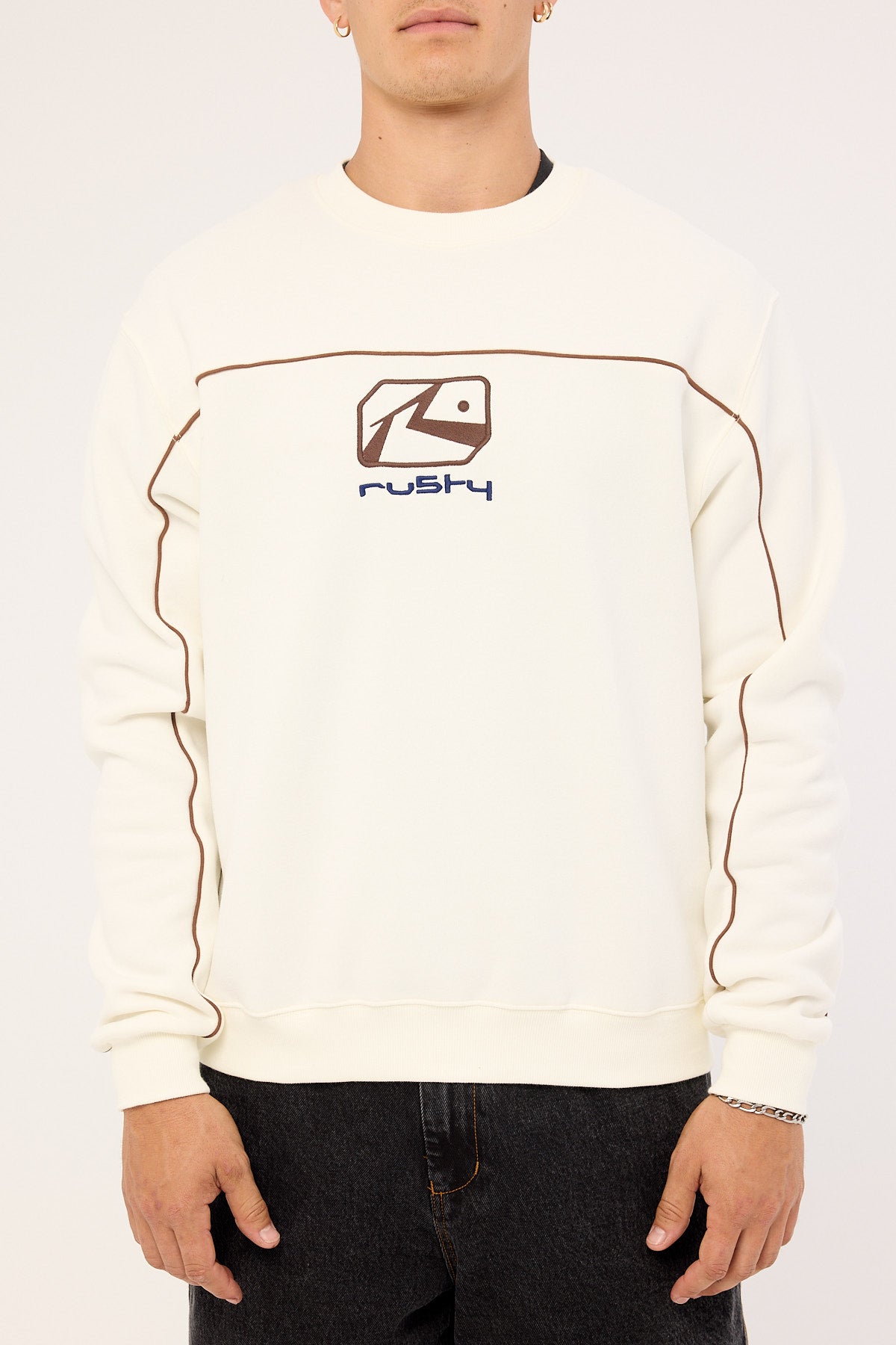 Rusty Bolter Crew Fleece Cream