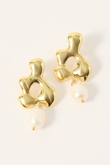 Perfect Stranger Gia Pearl Drop Earrings 18K Gold Plated