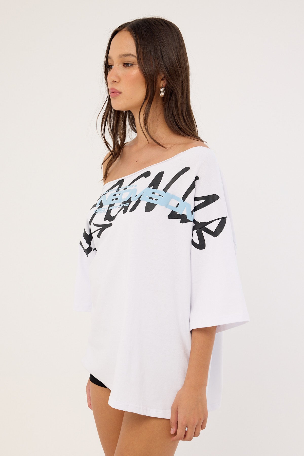 Neovision Shard Off Shoulder Relaxed Tee White