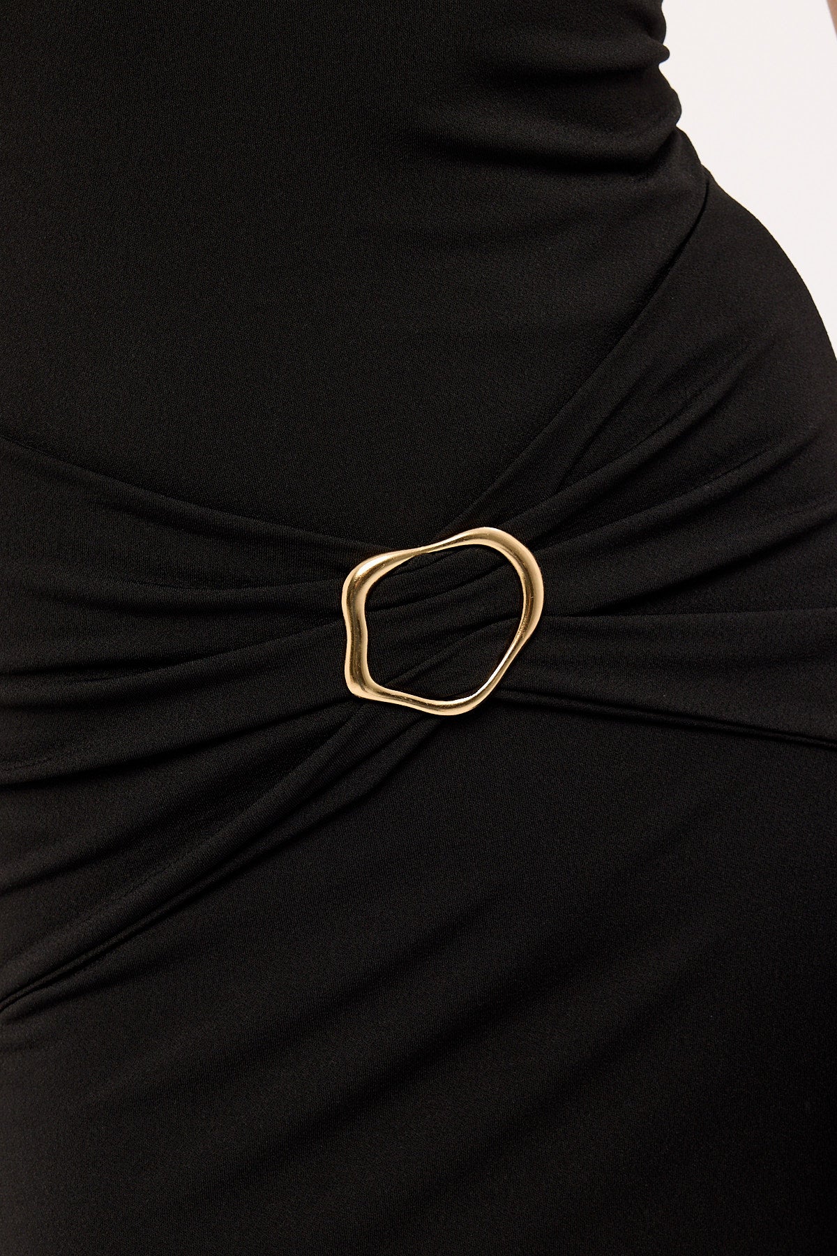 Perfect Stranger Dorian Buckle Maxi Dress Black