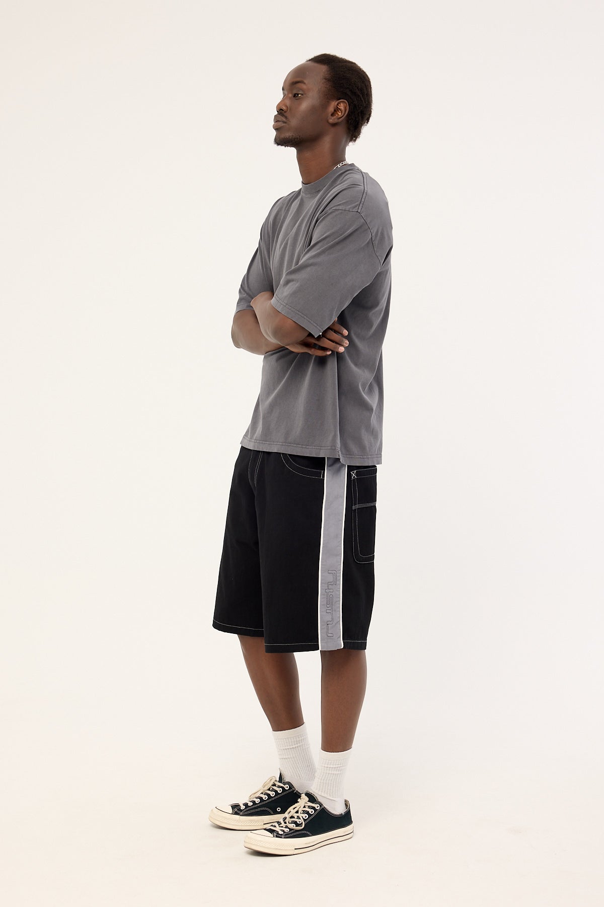 Rusty Flip Lines Baggy Short Black