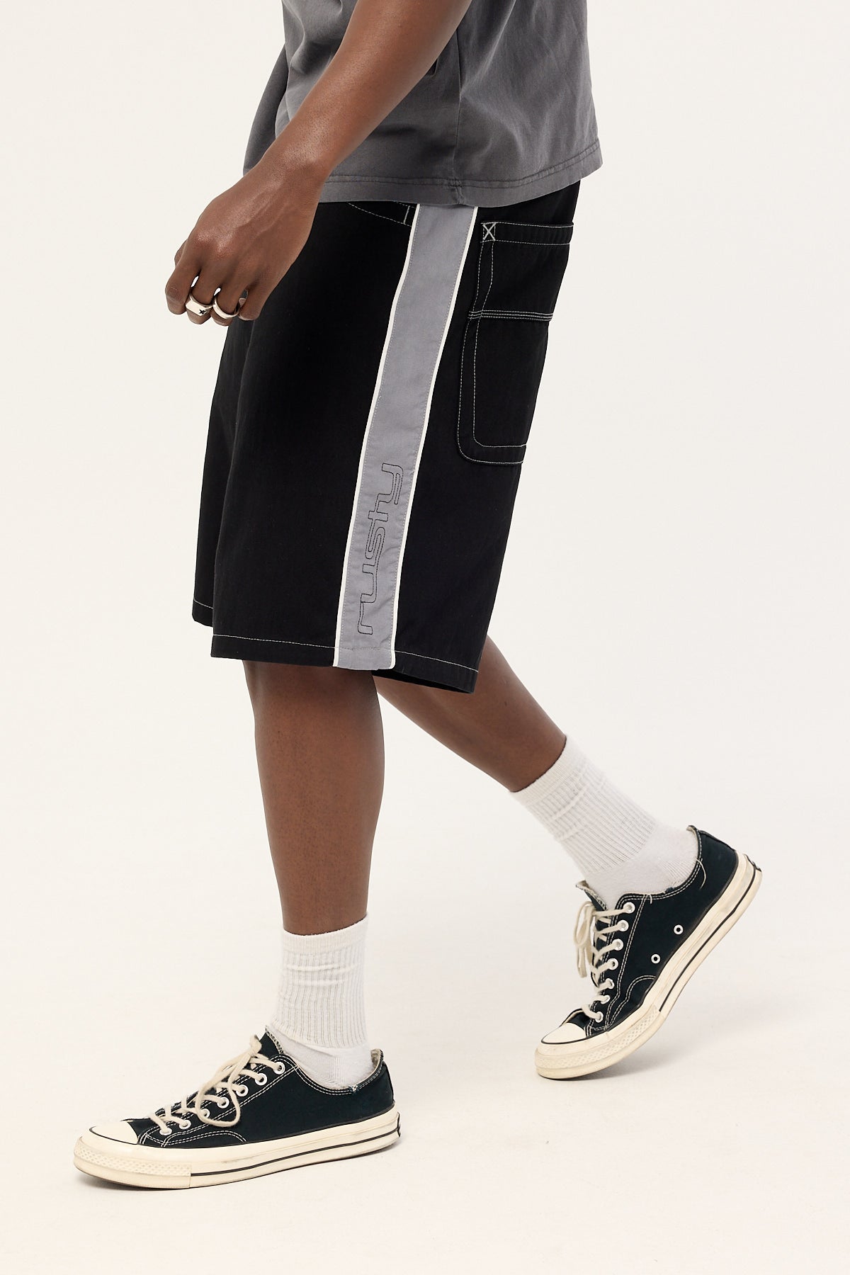 Rusty Flip Lines Baggy Short Black