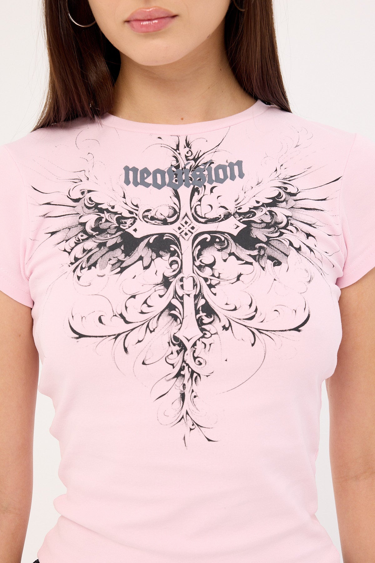 Neovision Fallen Cross Baby Tee Candy Pink