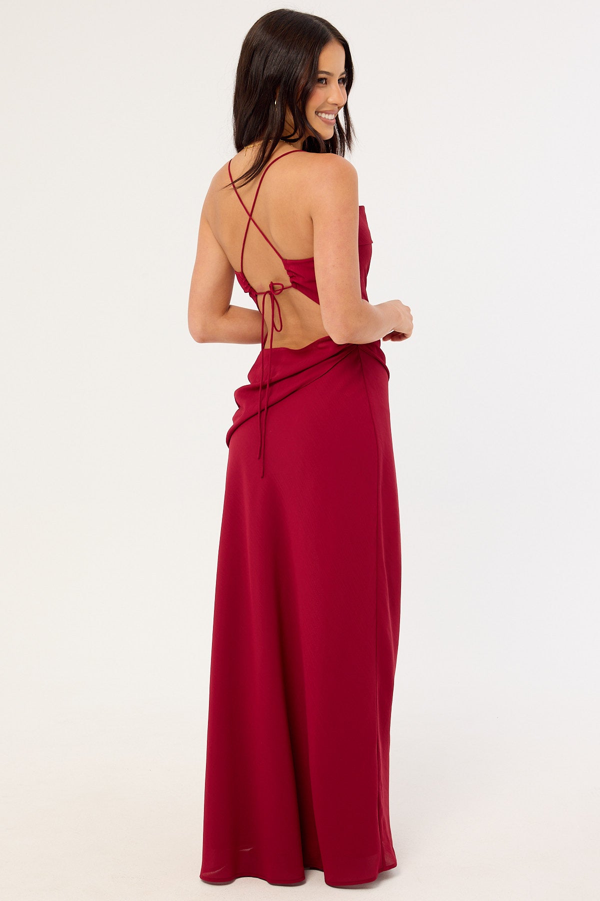 Perfect Stranger Saskia Chiffon Maxi Dress Raspberry