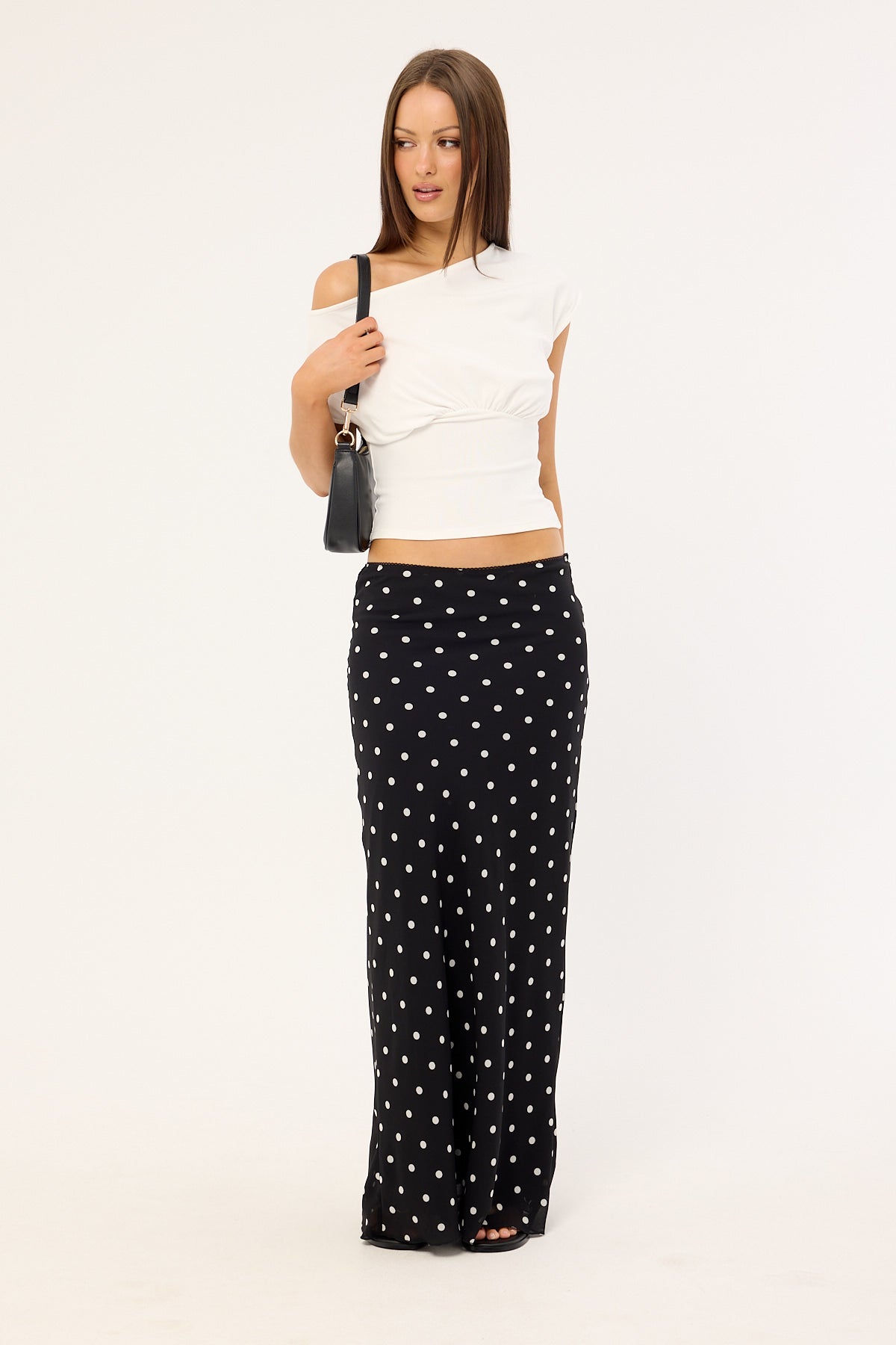 Perfect Stranger Polka Wish Maxi Skirt Black