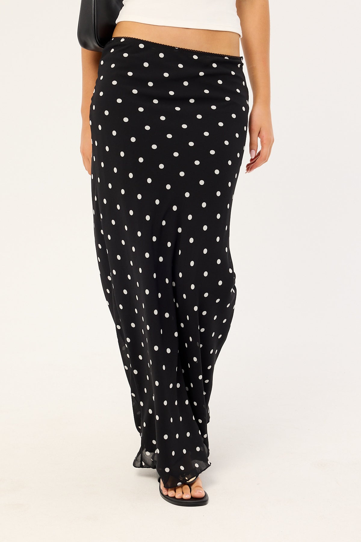 Perfect Stranger Polka Wish Maxi Skirt Black