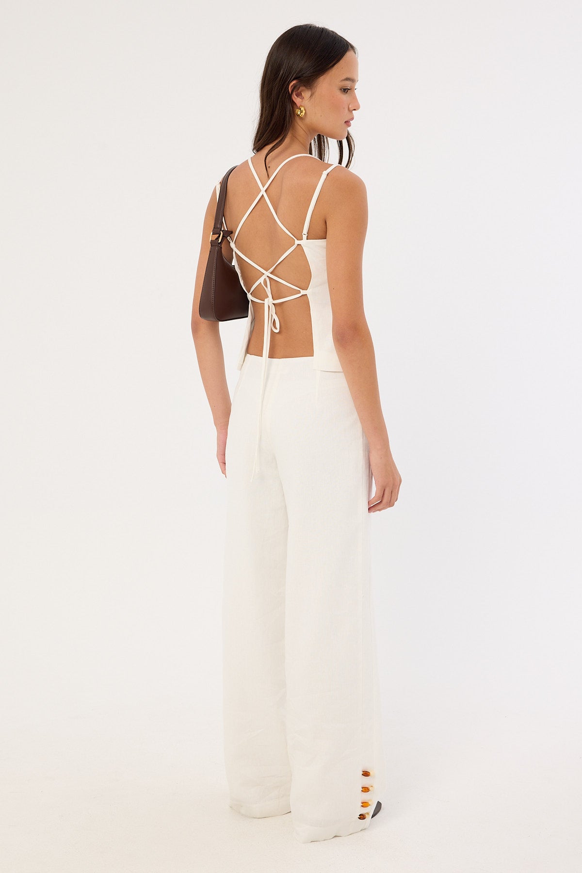 Perfect Stranger Juni Linen Mid Rise Pant White