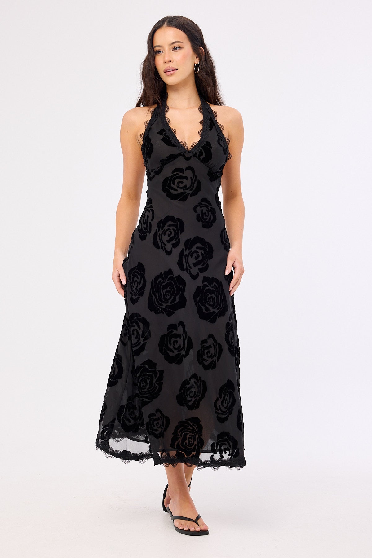 Lioness Stars Align Midi Dress Burnt Noir Rose