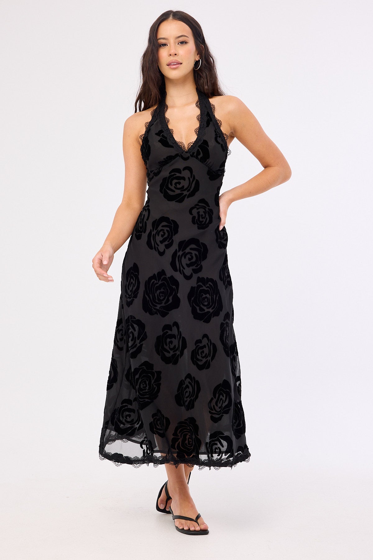 Lioness Stars Align Midi Dress Burnt Noir Rose