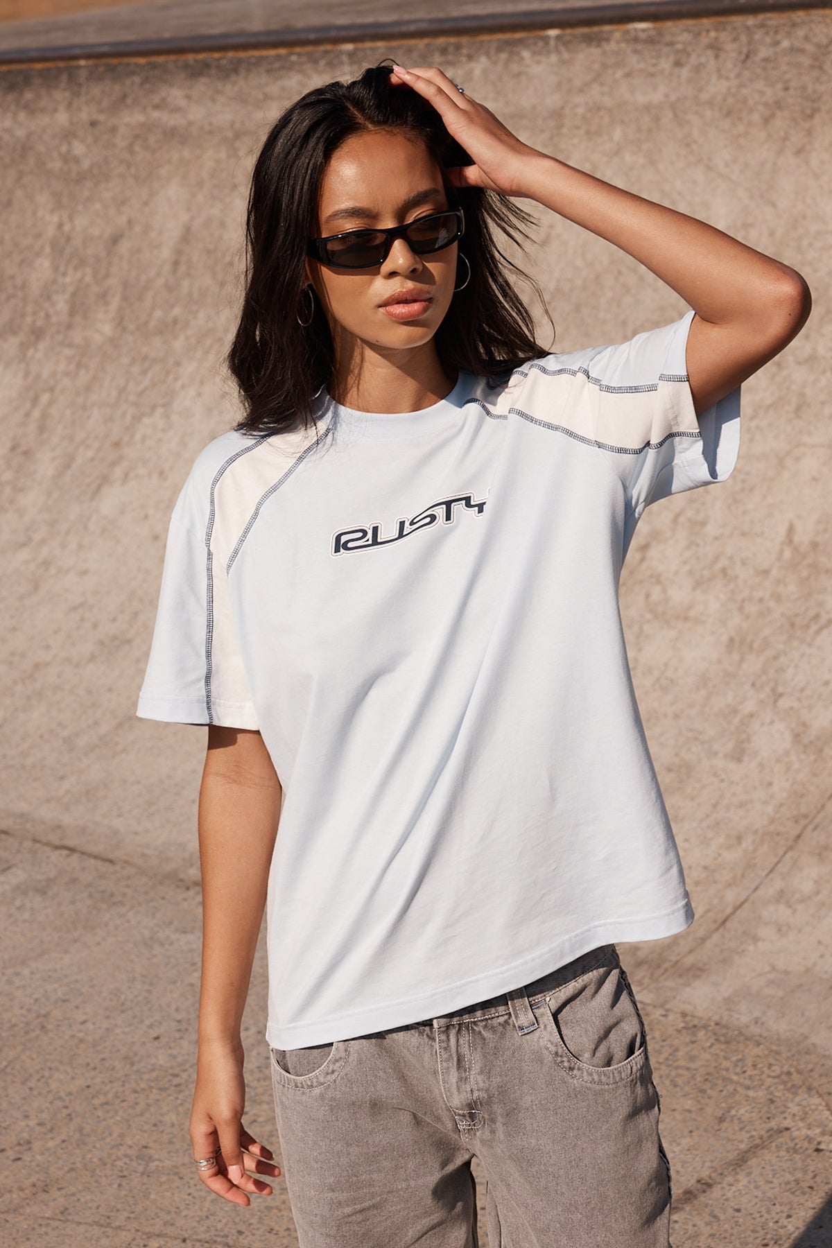 Rusty Wavers Tides Tee Retro Blue &amp; White