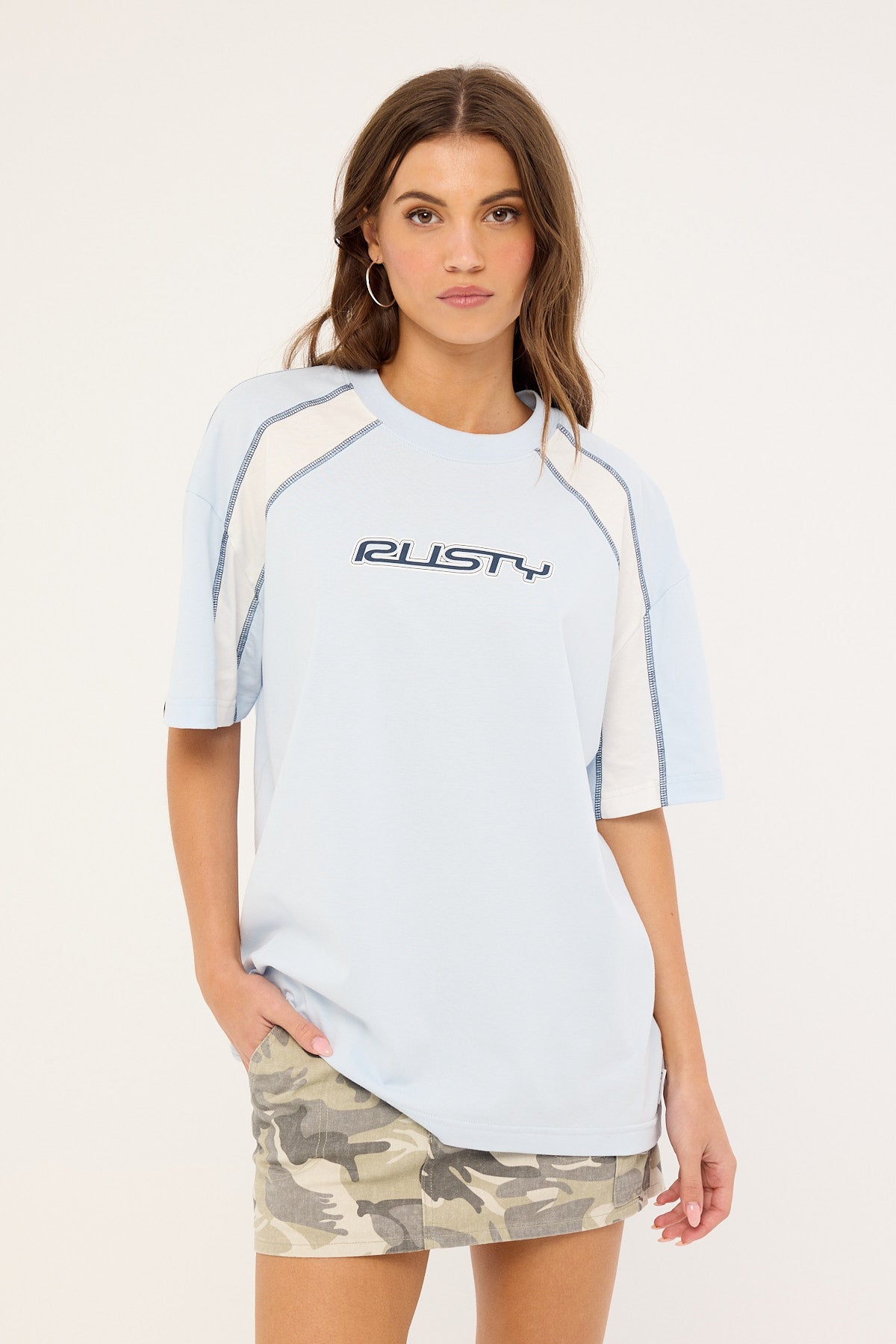 Rusty Panel Tee Rusty Wavers Tides Tee Retro Blue & White – Universal Store