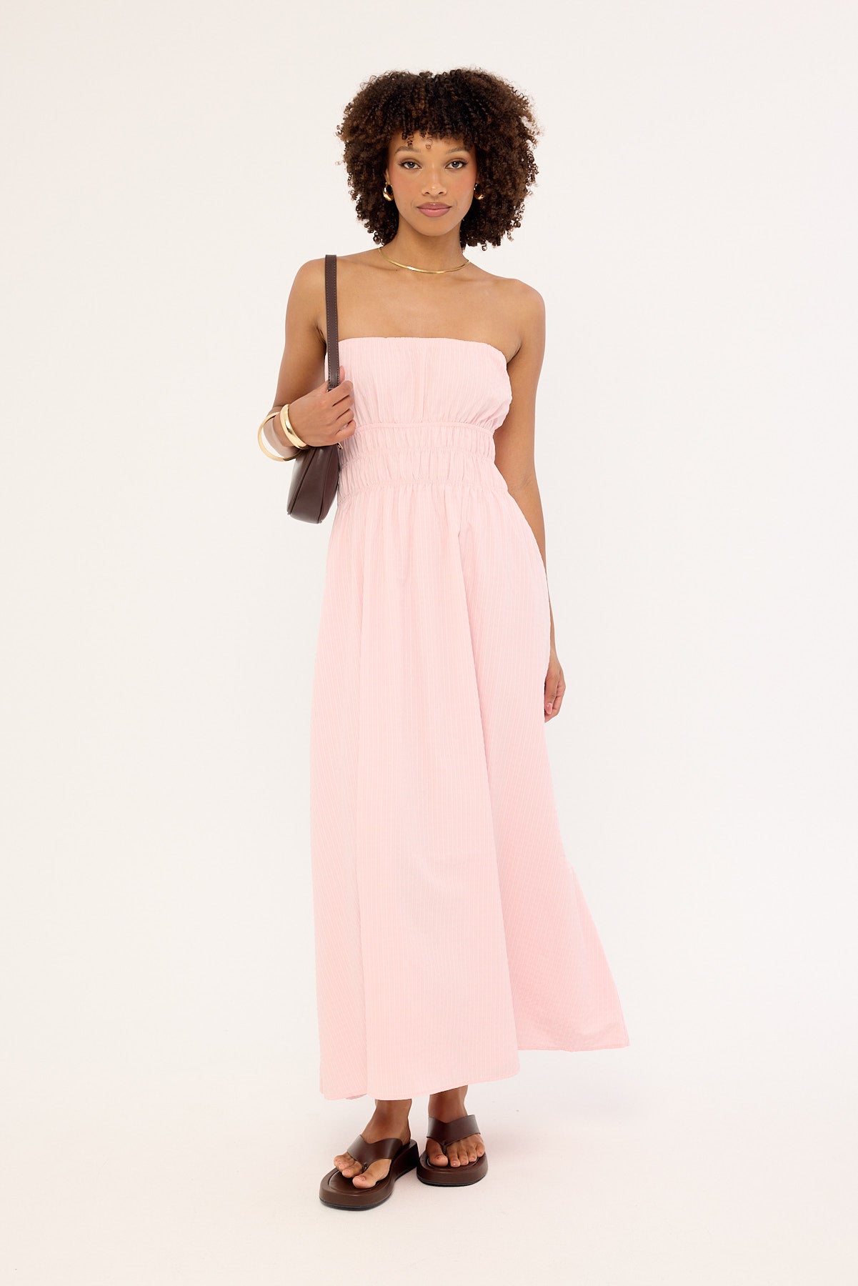 Luck & Trouble Saffron Strapless Maxi Dress Pink