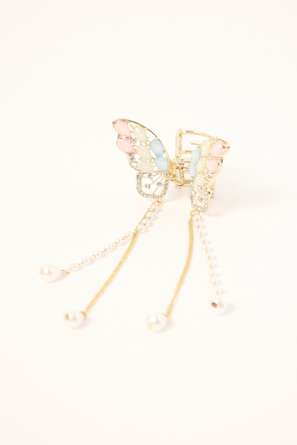 Token Butterfly Pearl Drop Claw Clip Gold