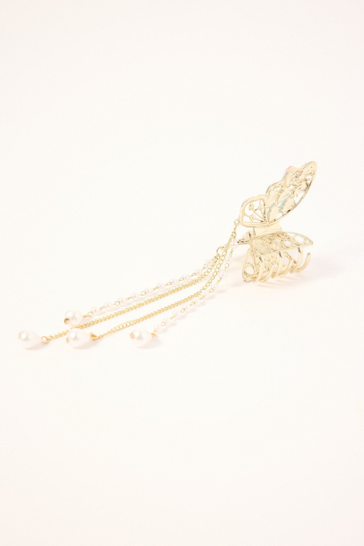 Token Butterfly Pearl Drop Claw Clip Gold