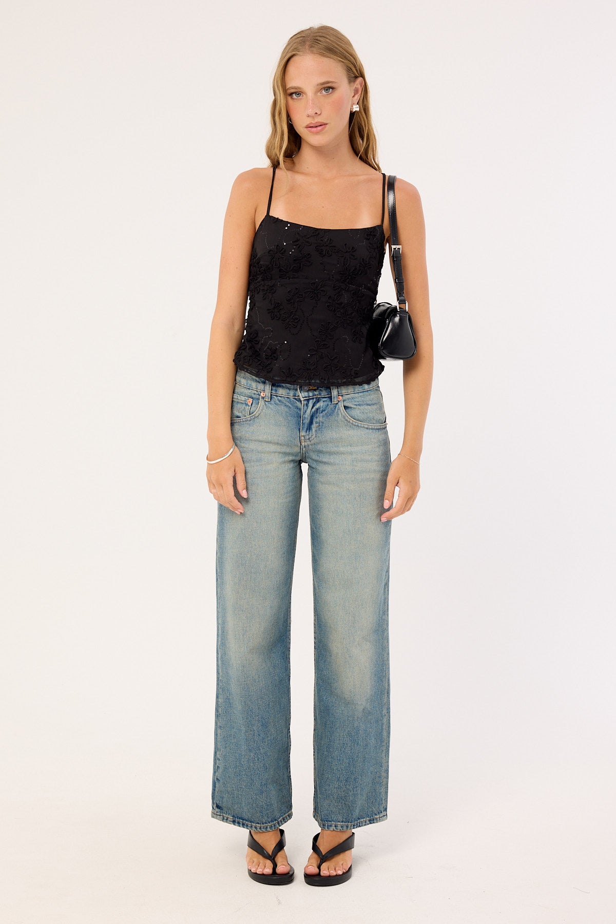 Luck & Trouble Nala Lace Up Back Top Black