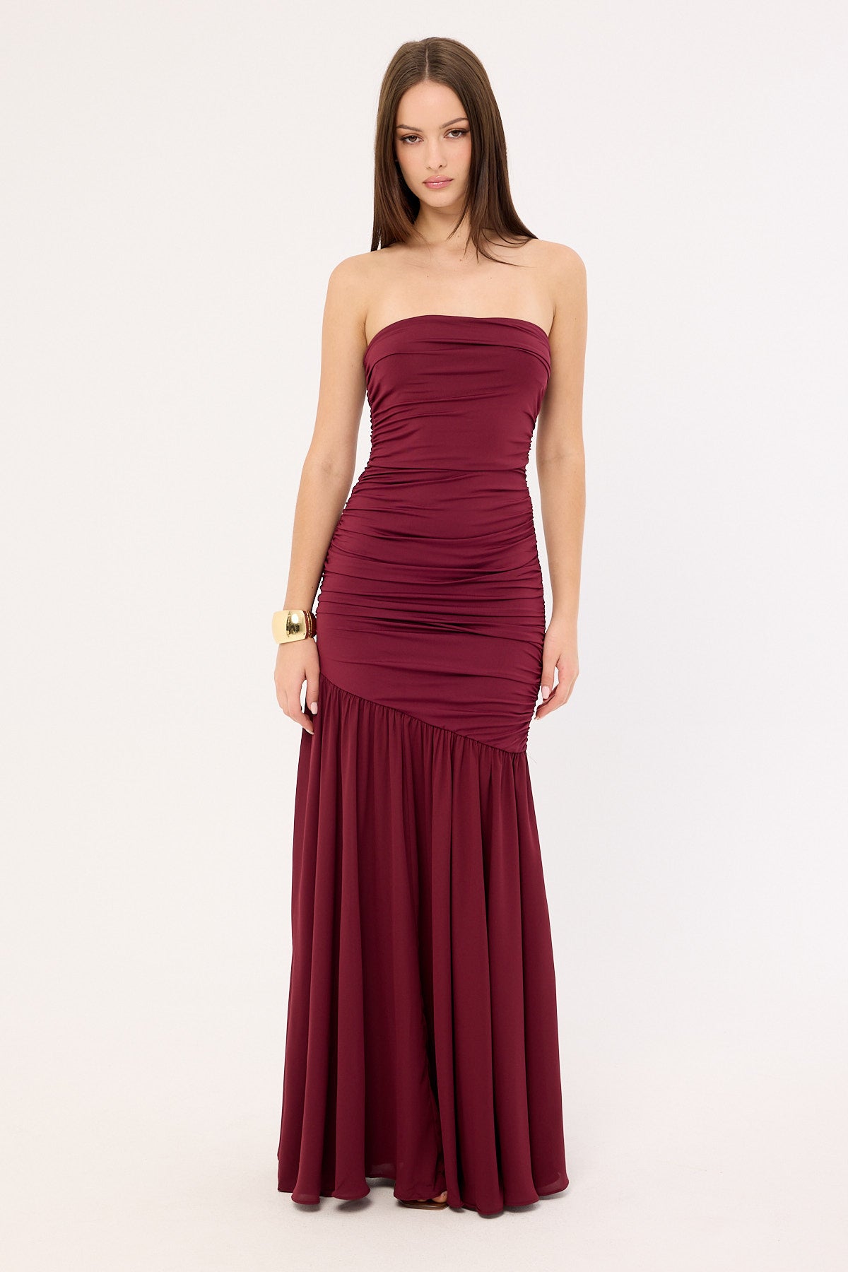 Sndys The Label Neve Strapless Maxi Dress Cranberry