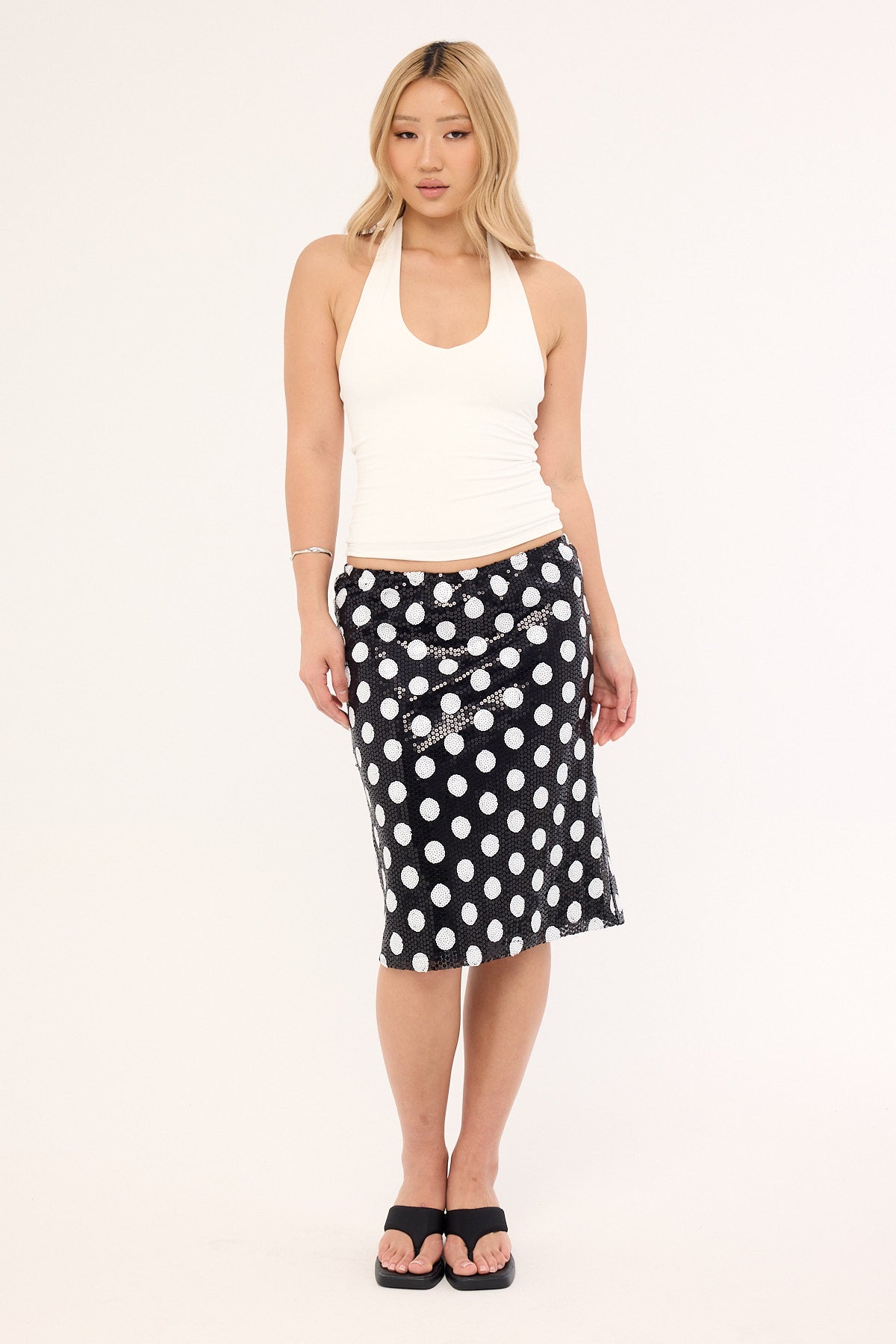 Motel Kavivi Skirt Polka Sequin Monochrome