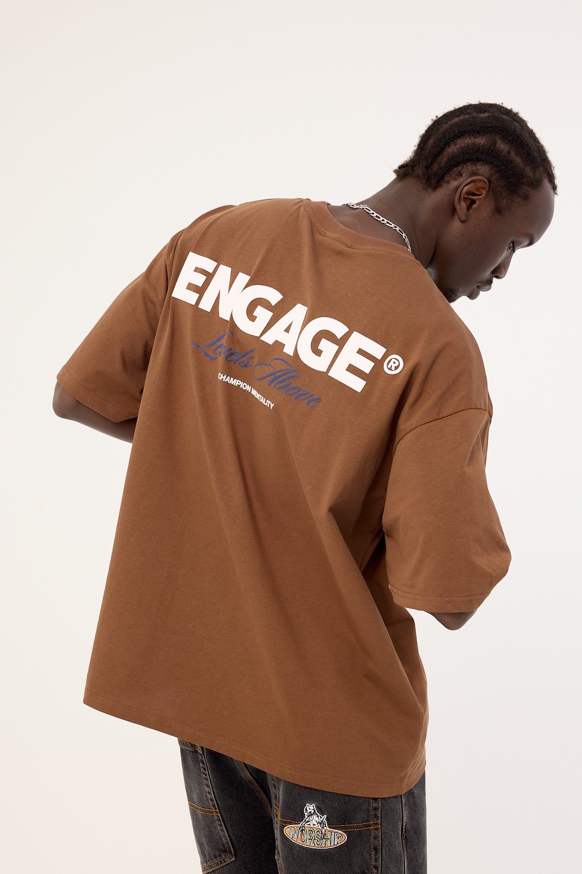 Engage Levels Above Oversized Tee Brown