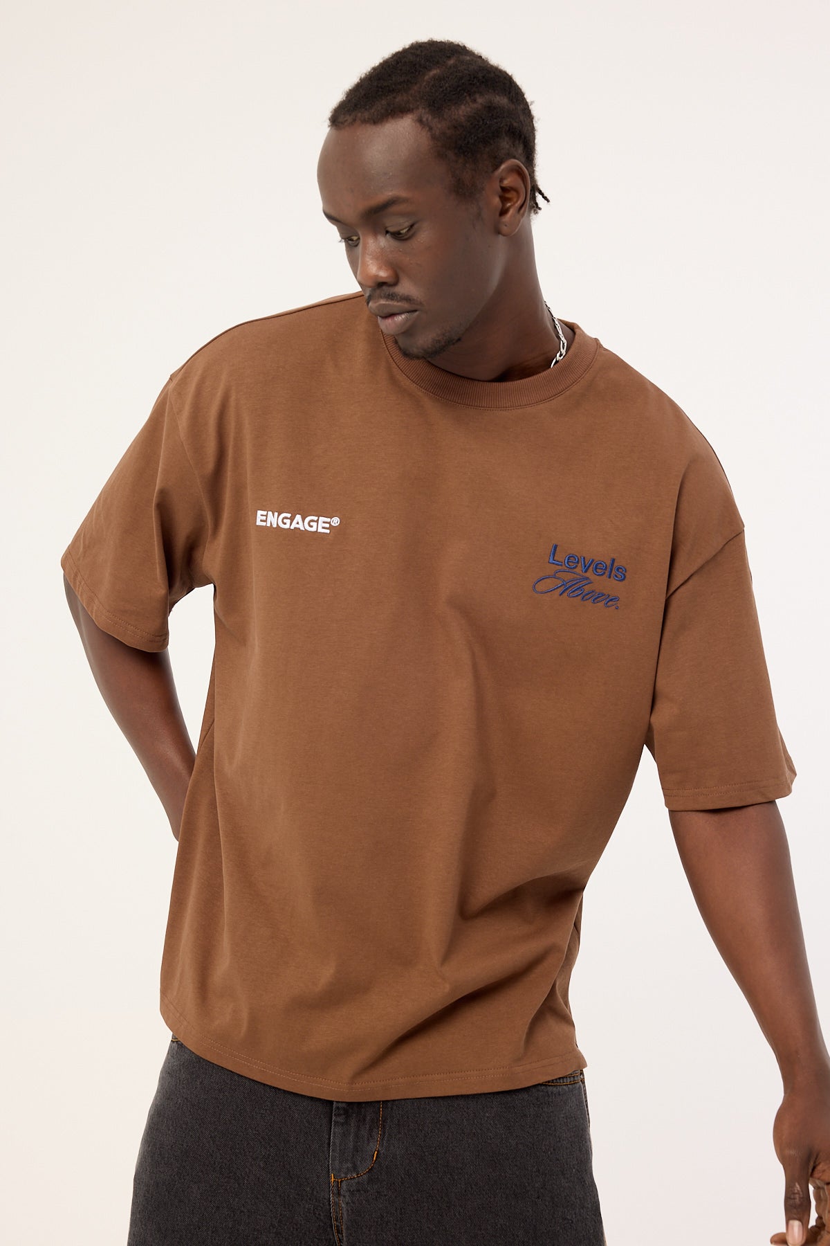 Engage Levels Above Oversized Tee Brown