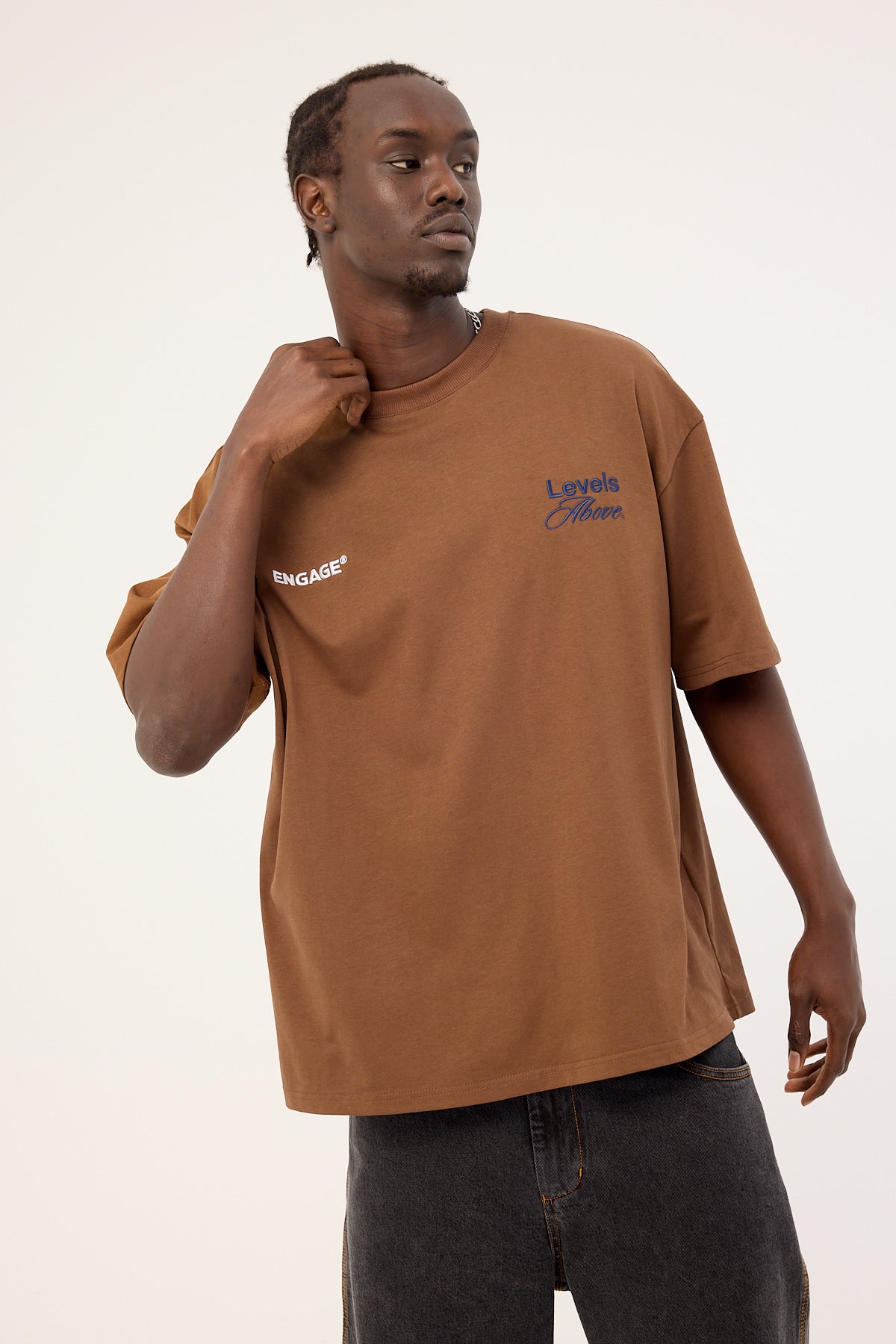 Engage Levels Above Oversized Tee Brown