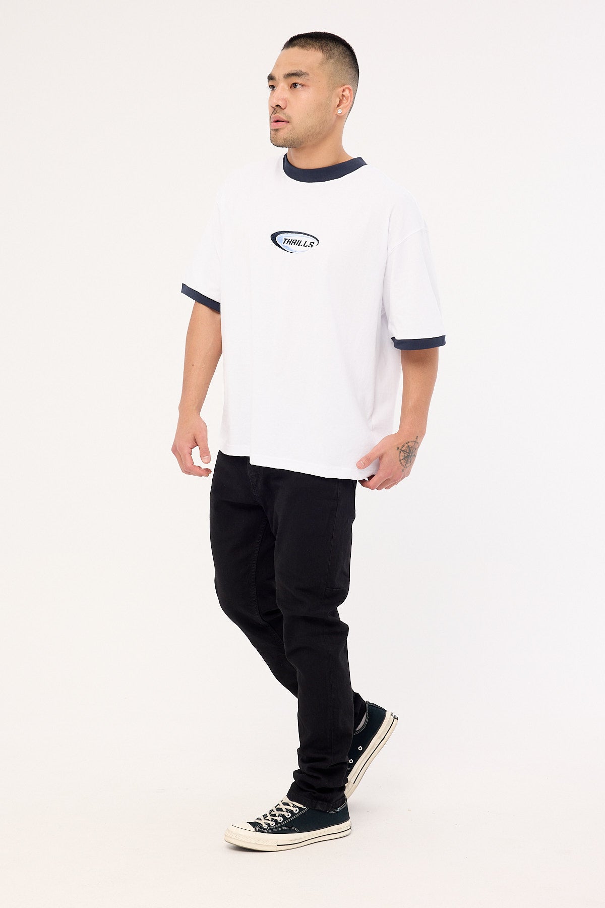 Thrills Bones Denim Jean Black Rinse