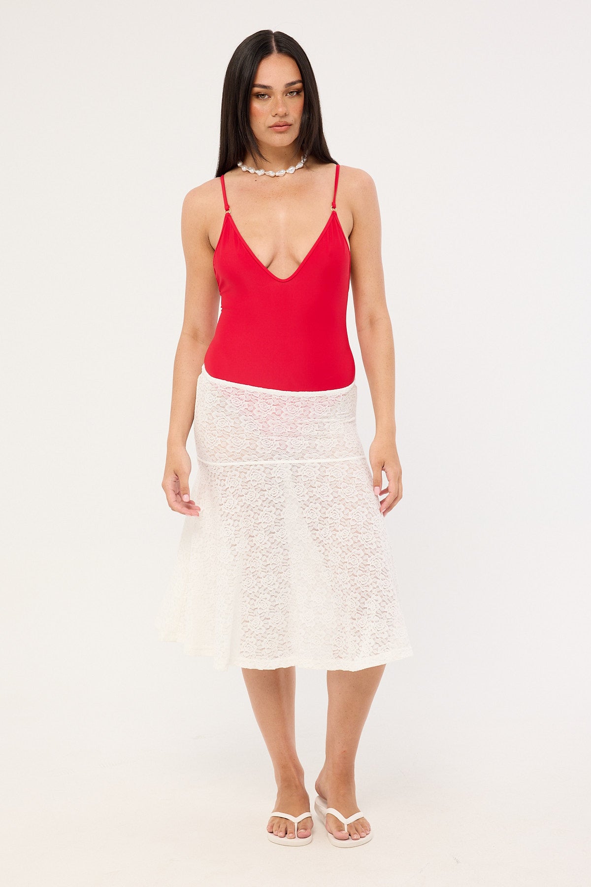 Perfect Stranger Spice Sunset One Piece Bodysuit Red