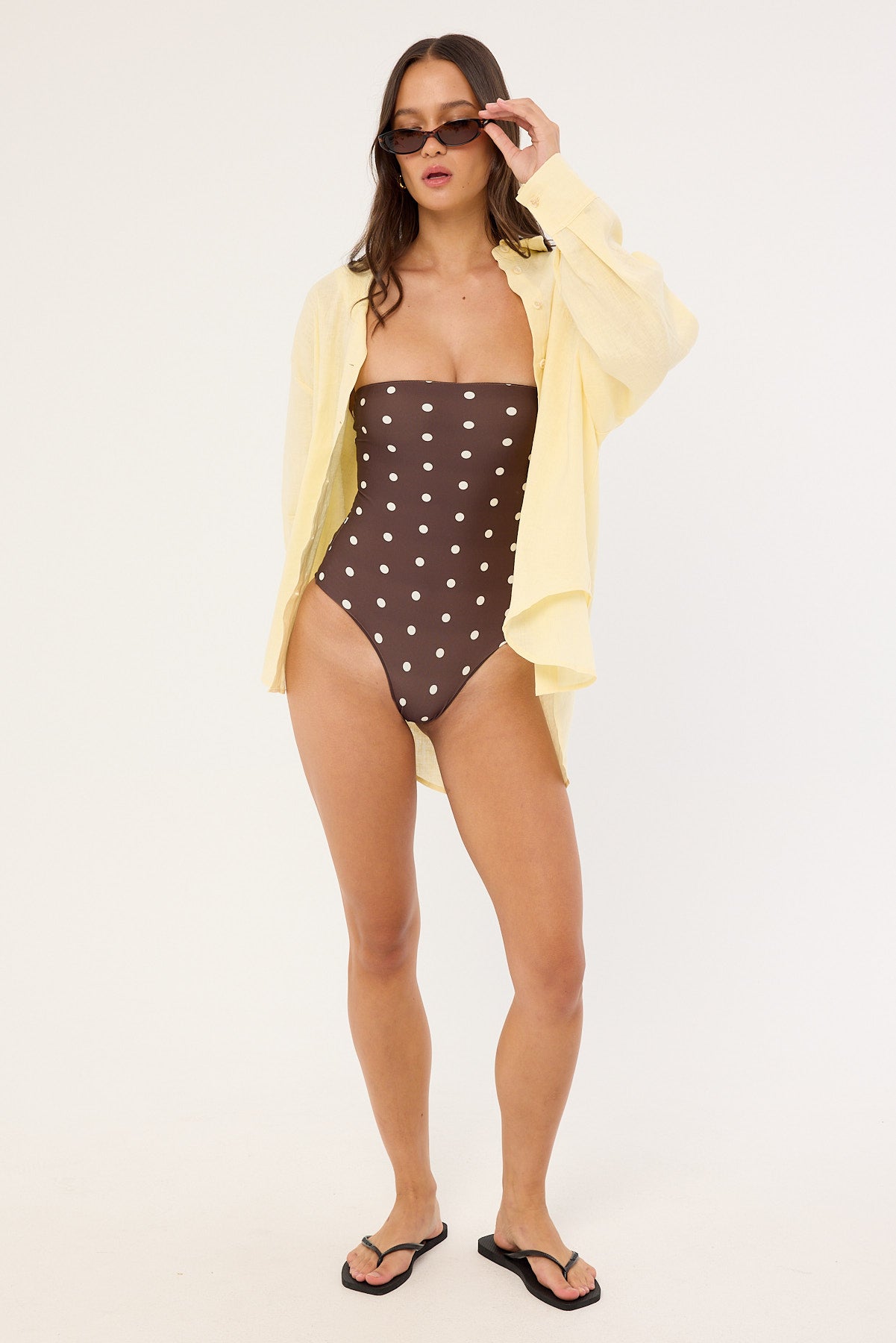 Perfect Stranger Auralie Strapless One Piece Brown Polka