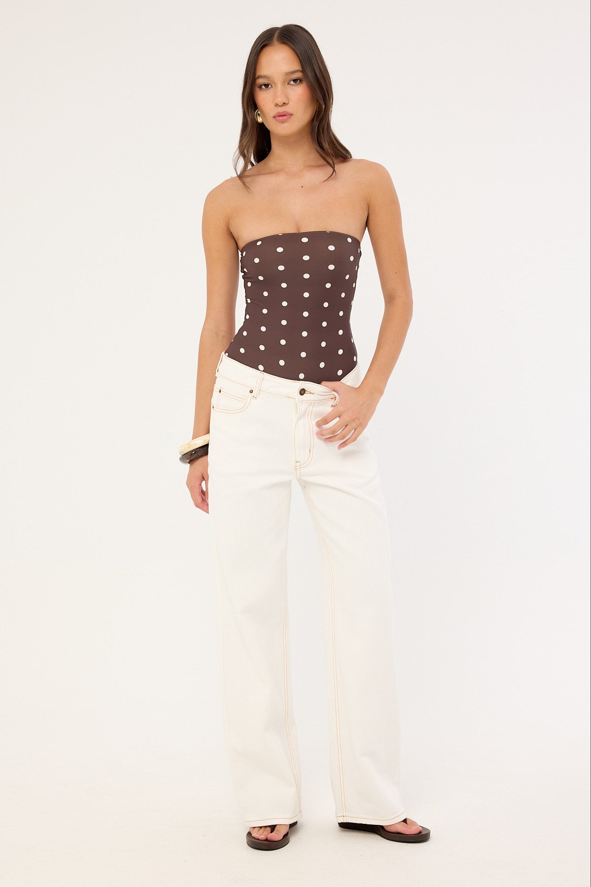 Perfect Stranger Auralie Strapless One Piece Brown Polka