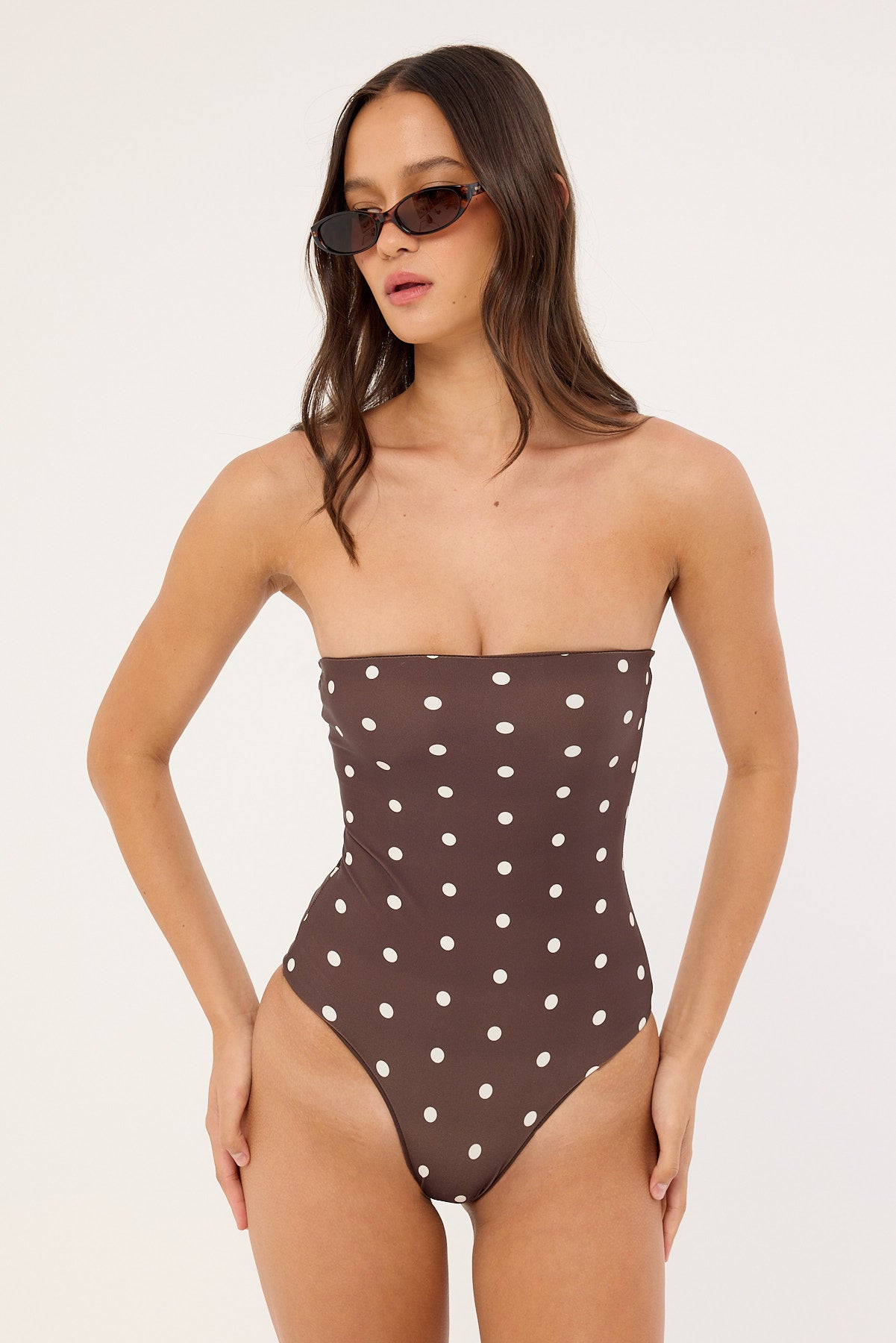 Perfect Stranger Auralie Strapless One Piece Brown Polka